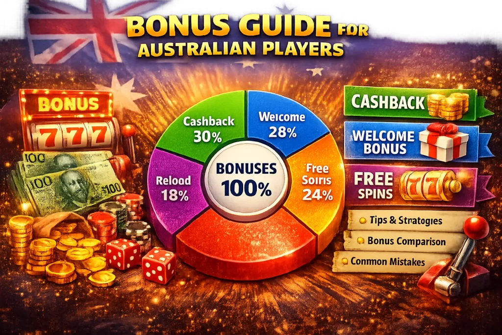 Pure Casino bonus banner featuring Australian dollar rewards, free spins, and online casino elements in a modern gaming interface style