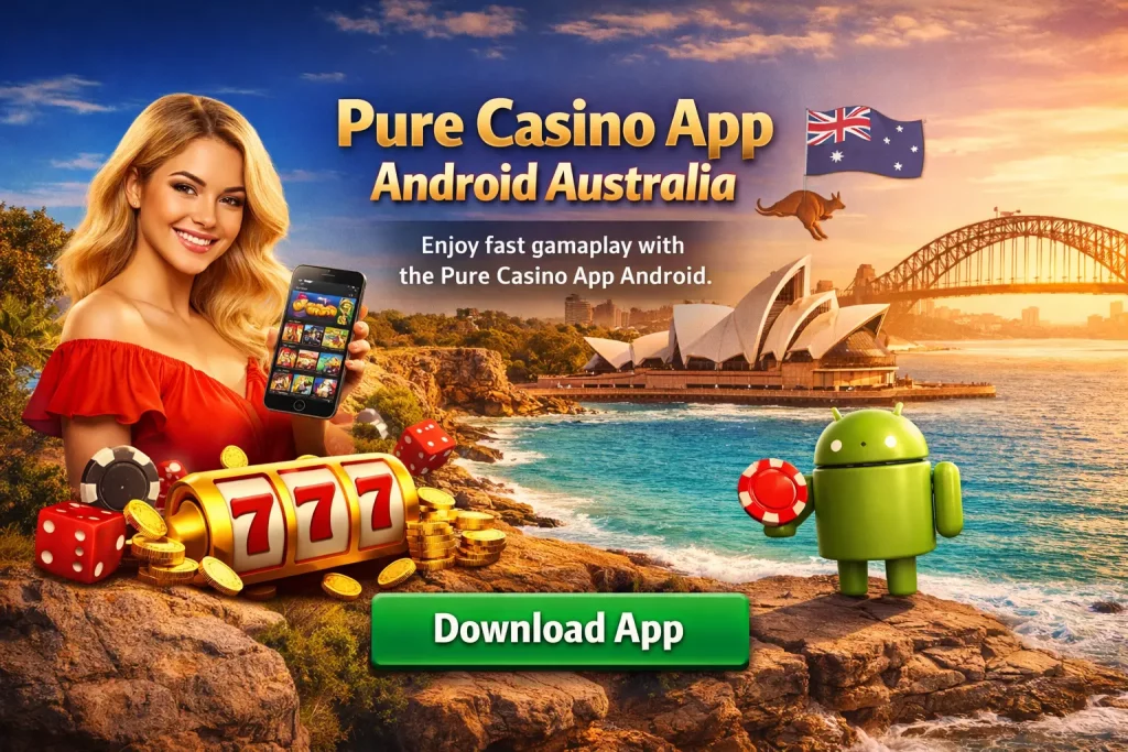 Pure Casino App Android interface with mobile gameplay and casino features