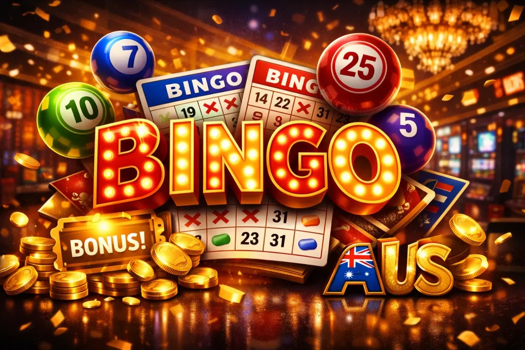 Bingo banner at Pure Casino with colorful bingo cards, numbers, and balls in a modern online gaming design